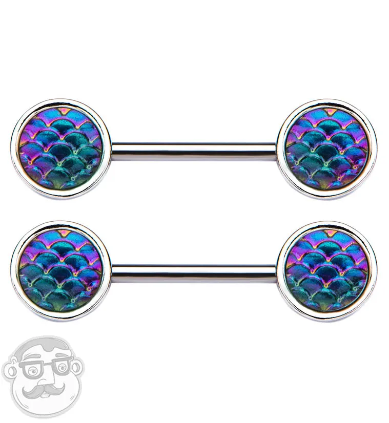 14G Blurple Mermaid Scale Nipple Ring Barbell