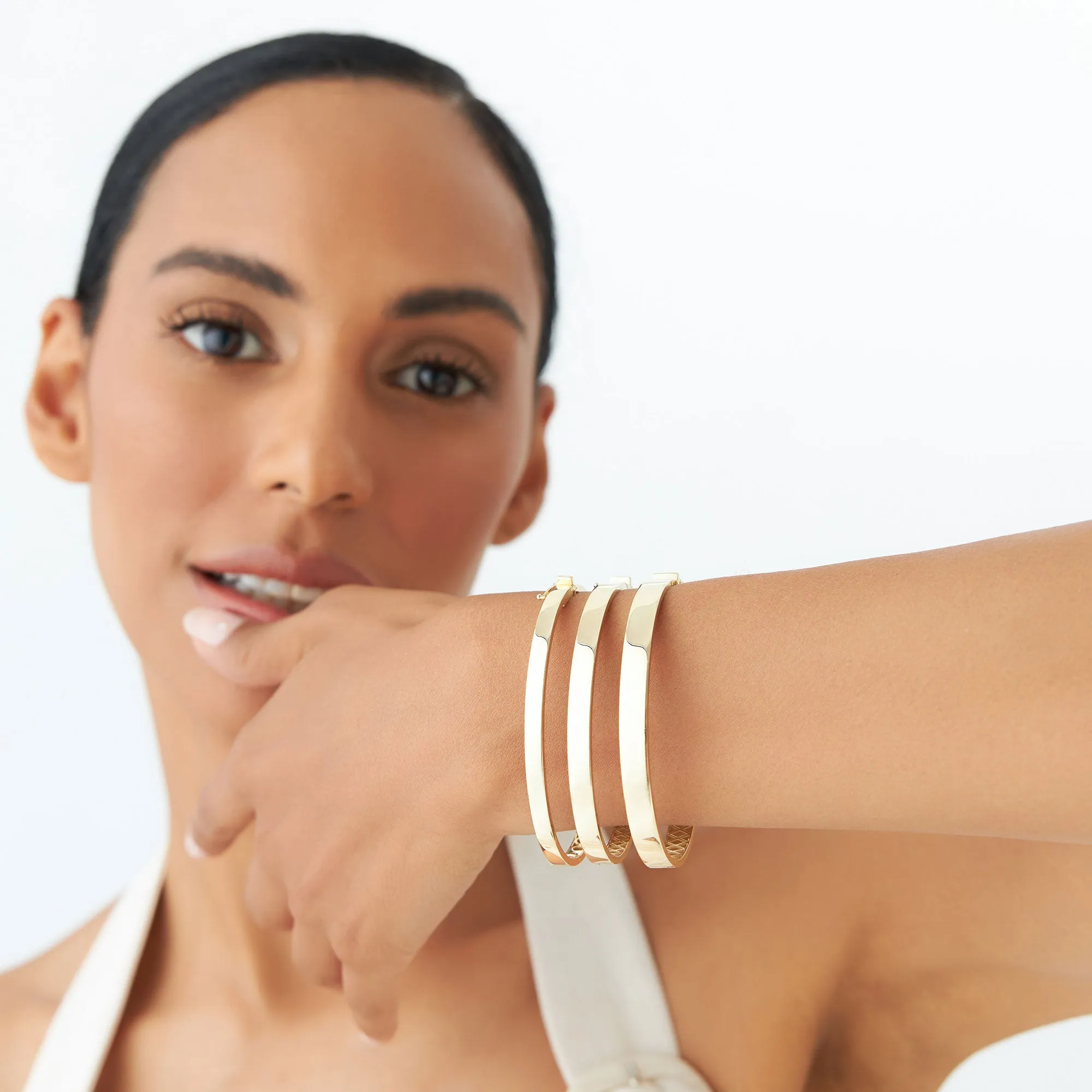 14k Flat Stackable Gold Bangle