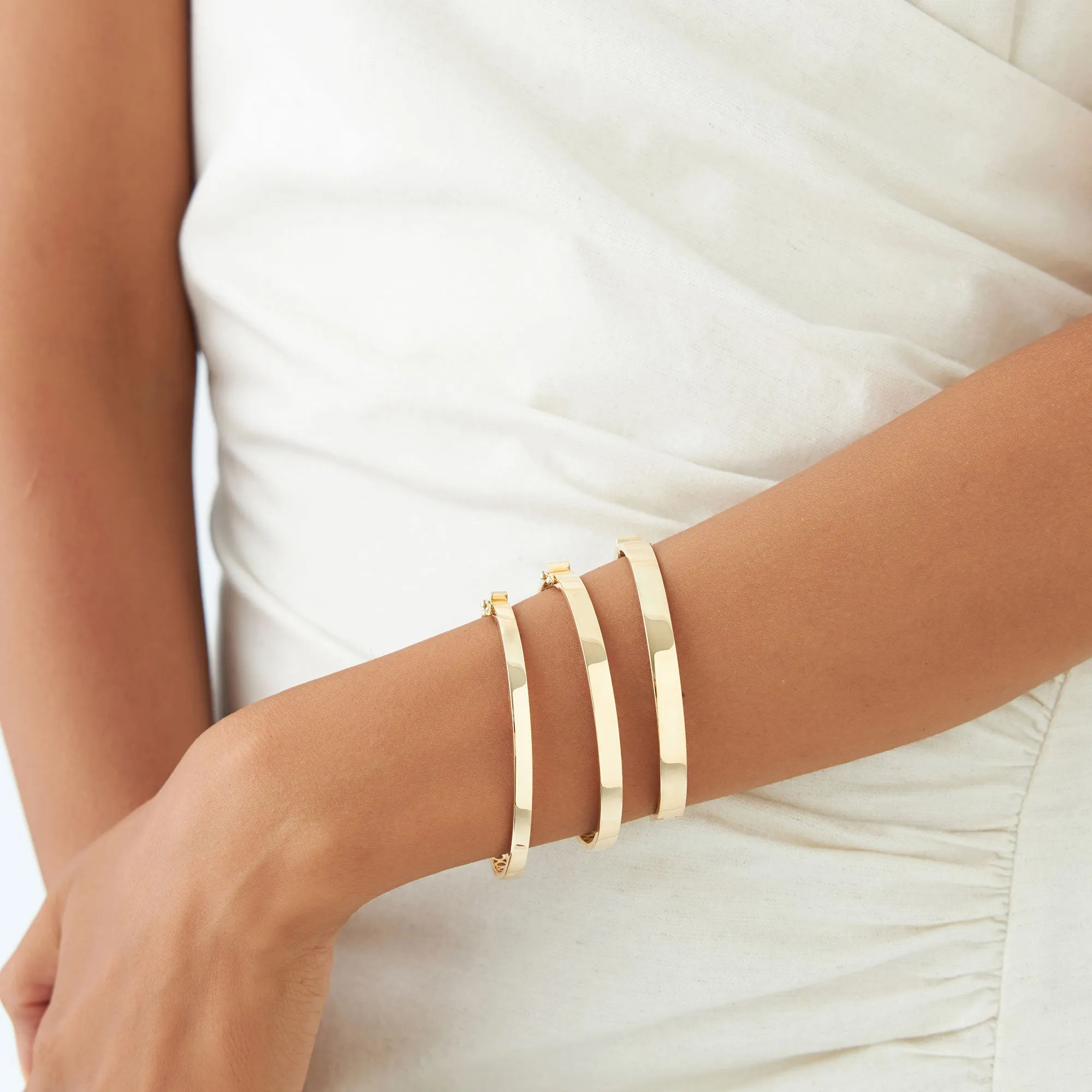 14k Flat Stackable Gold Bangle