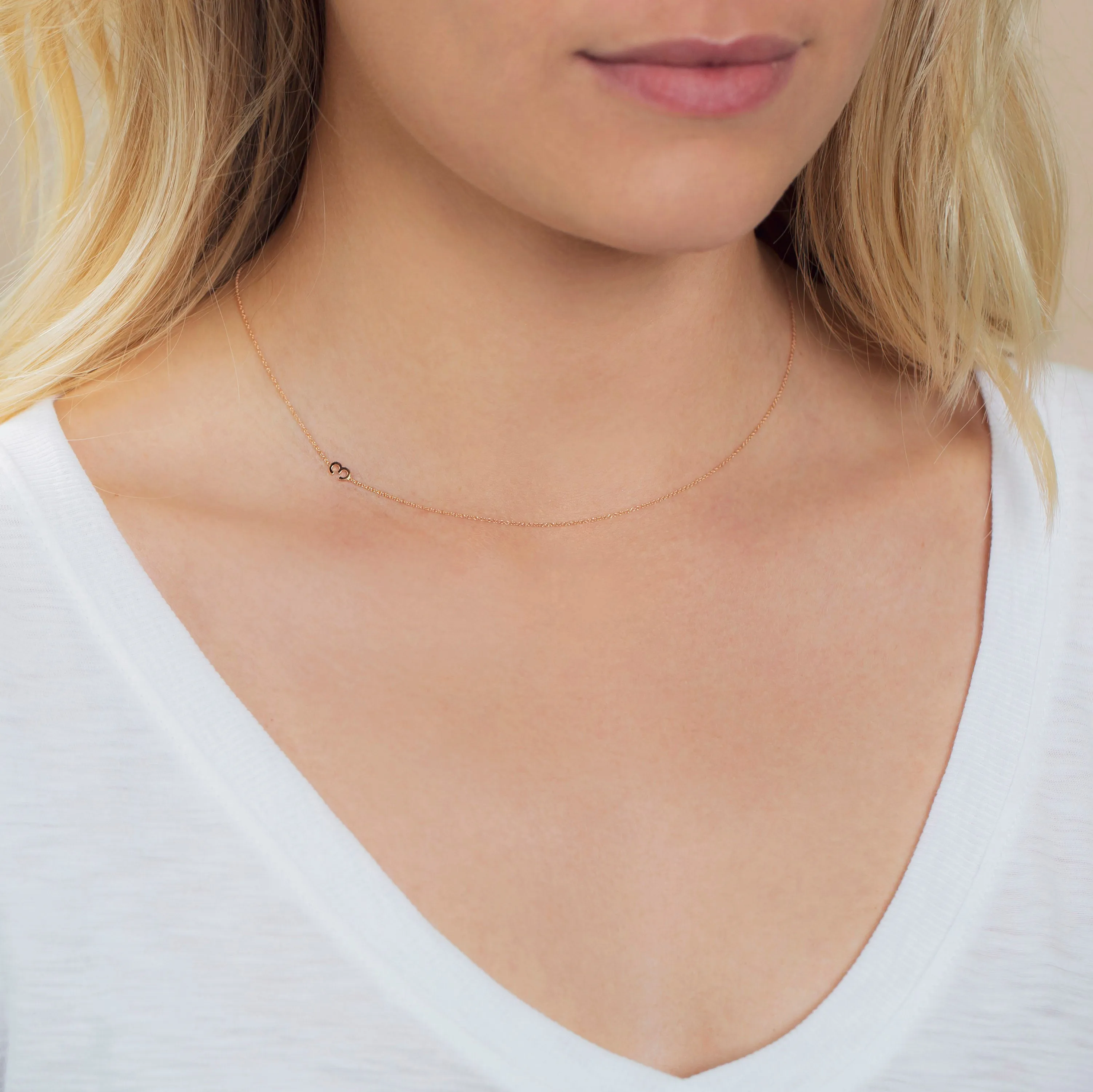 14K GOLD ASYMMETRICAL NUMBER NECKLACE - 3