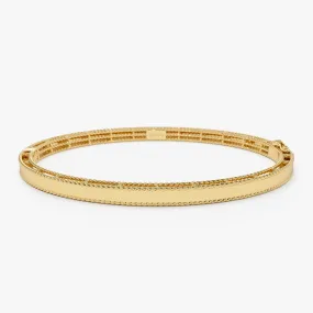 14K Milgrain Edge Gold Bangle Bracelet