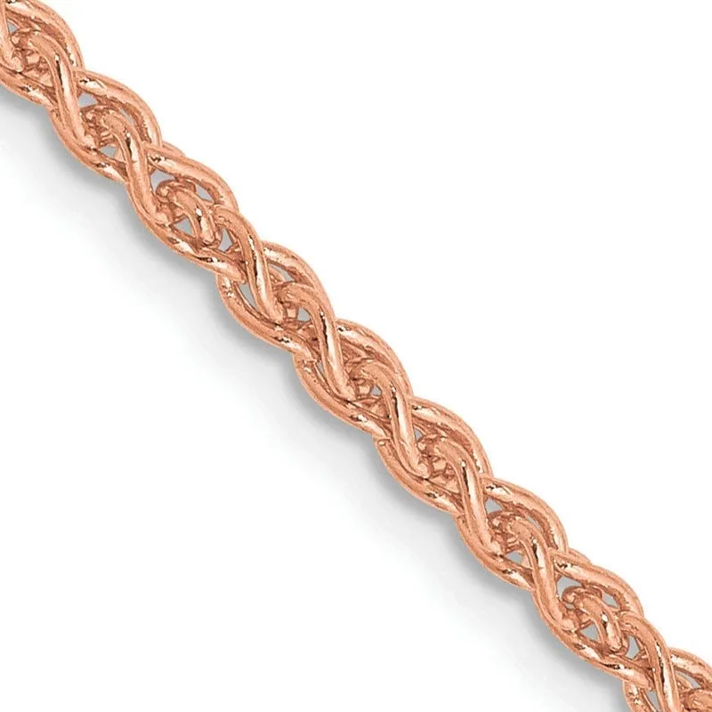 14K Rose Gold 2.1mm Solid Polished Spiga with Lobster Clasp Chain Necklace