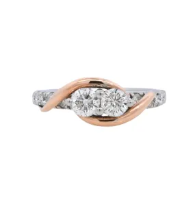 14K Two- Tone Round Diamond 0.60Ct Contemporary Engagement Ring