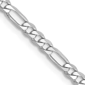 14K White Gold 3mm Flat Figaro with Lobster Clasp Chain Necklace