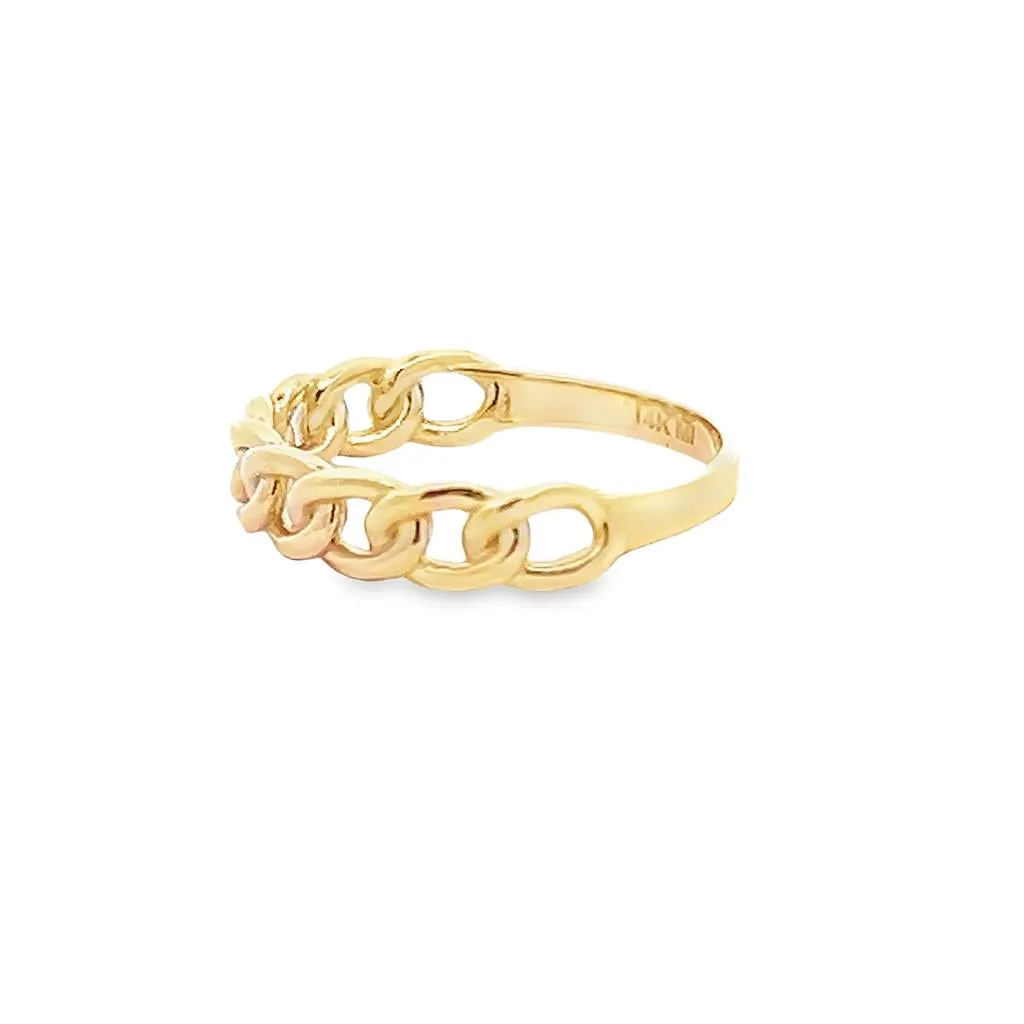 14K Yellow Gold Chain Link Stackable Ring