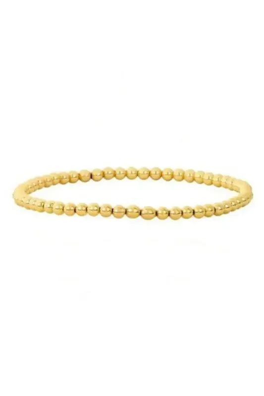 18K Gold Plated Copper Pearl and Gold Beaded Ball Bracelet