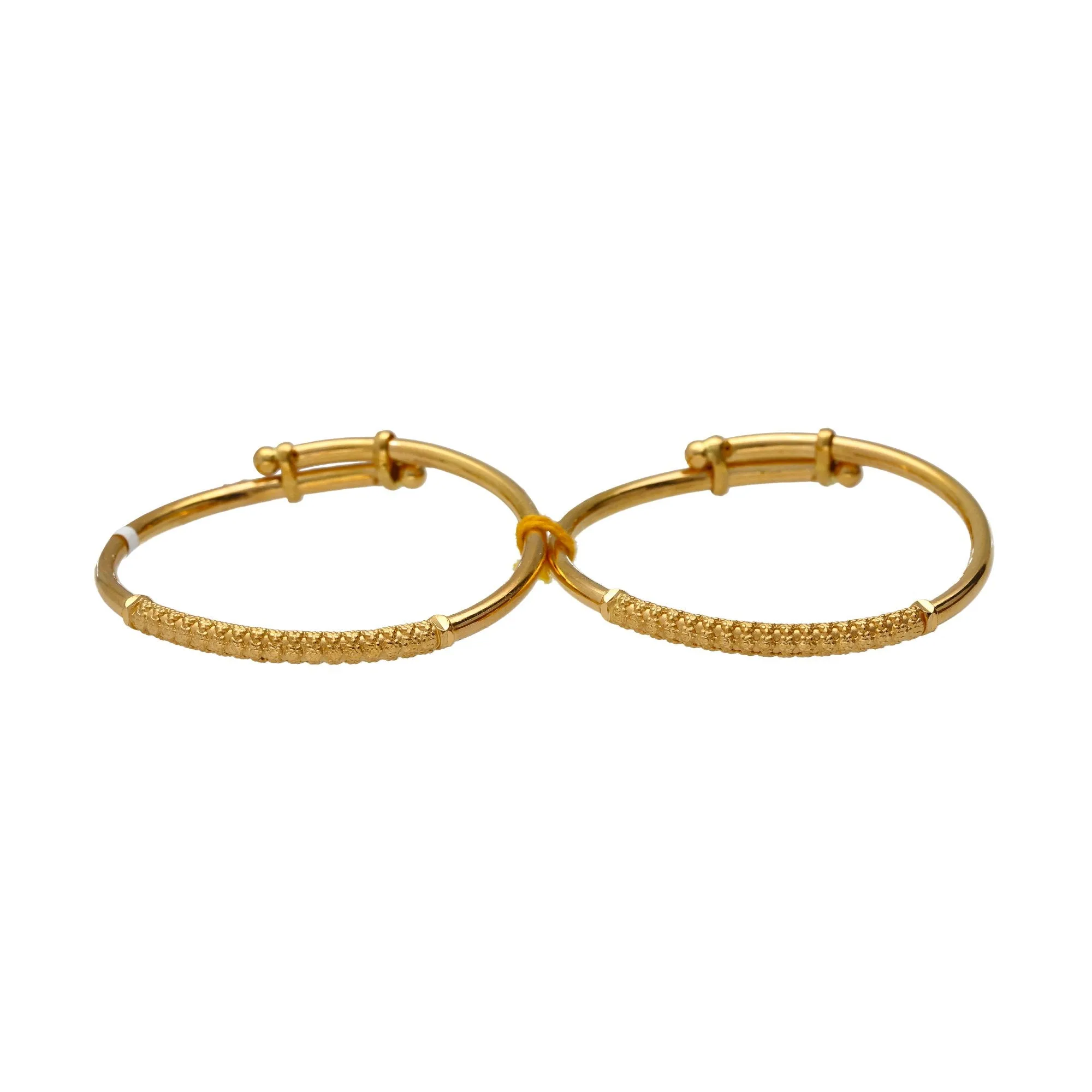 22K Yellow Gold Engraved Baby Bangle Set of 2