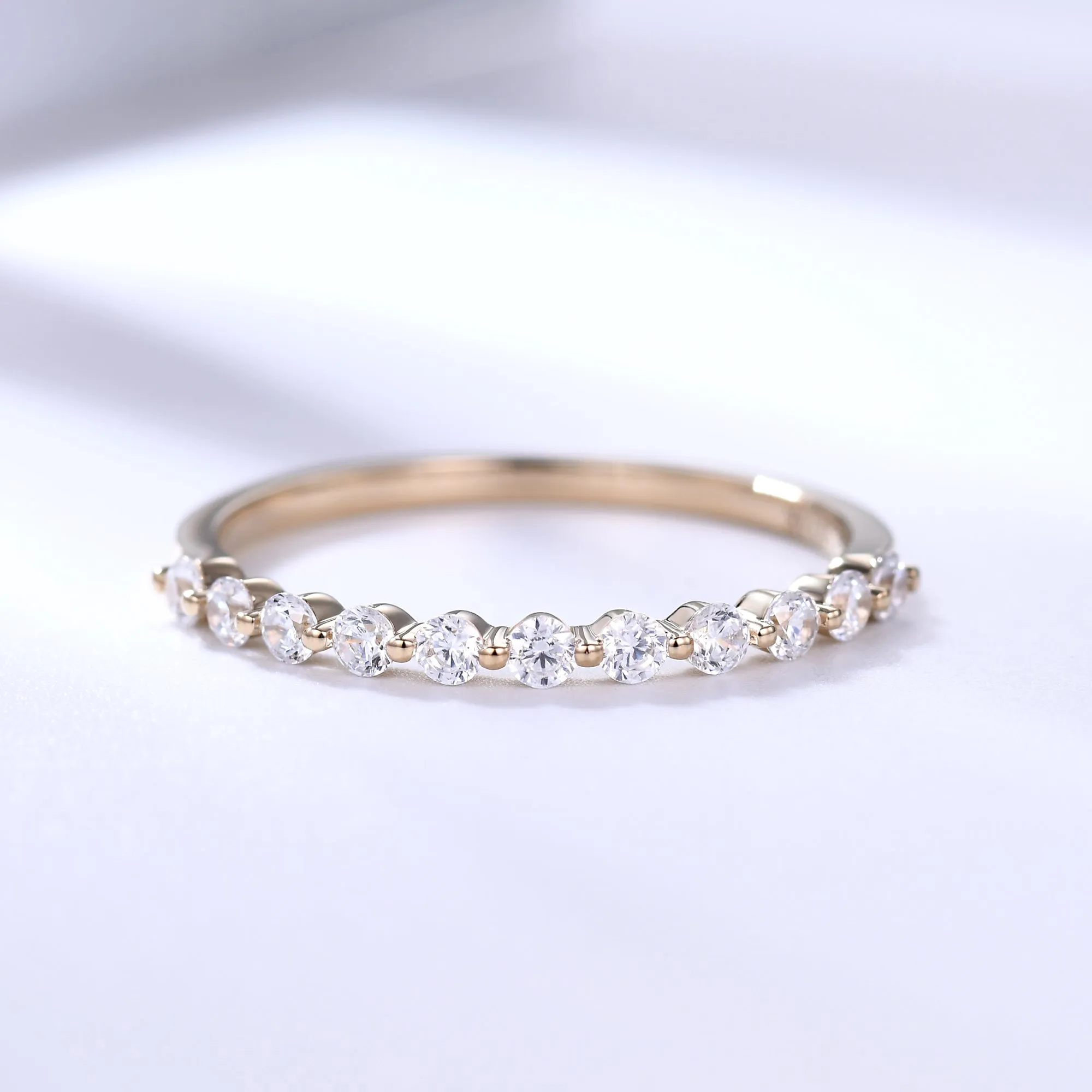 2mm Classic Moissanite Diamond Wedding Band Half Eternity Ring