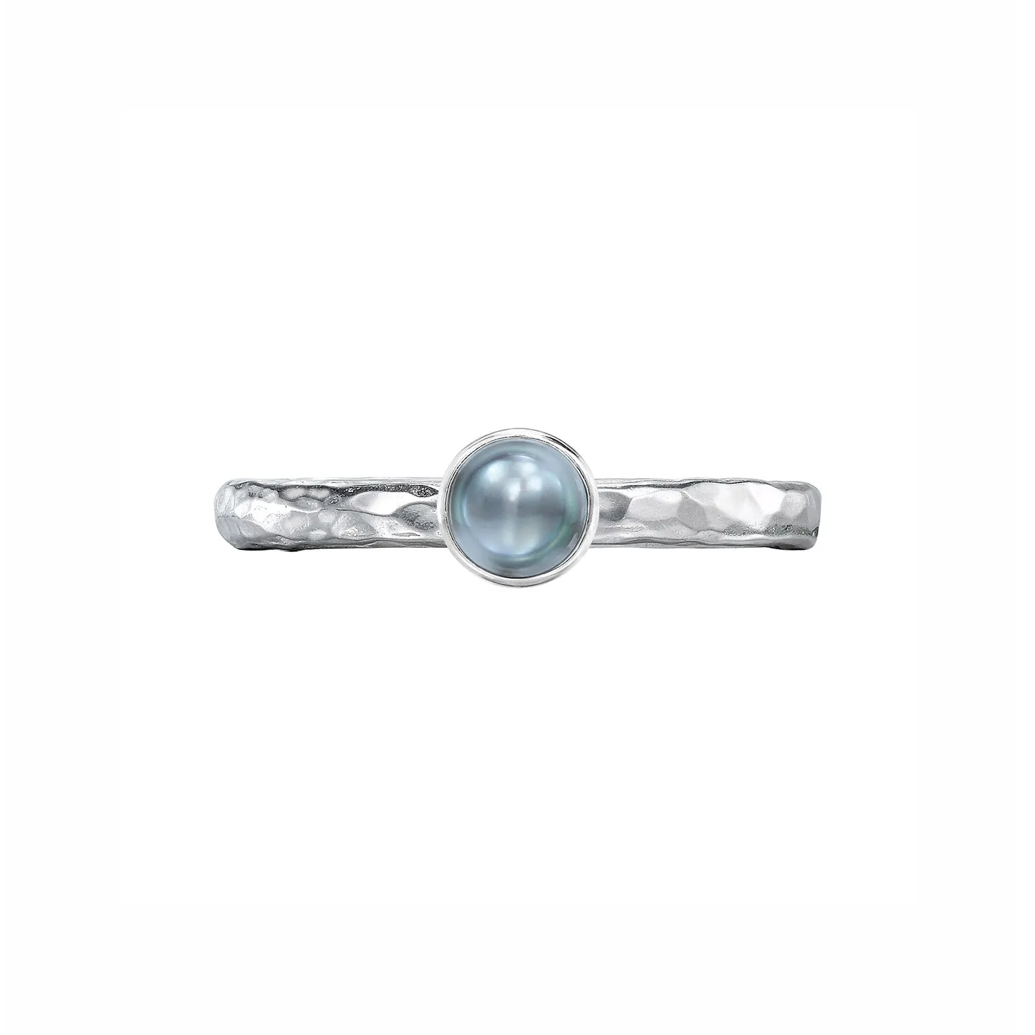 4mm Dove Grey Pearl Hammered Twinkle Ring