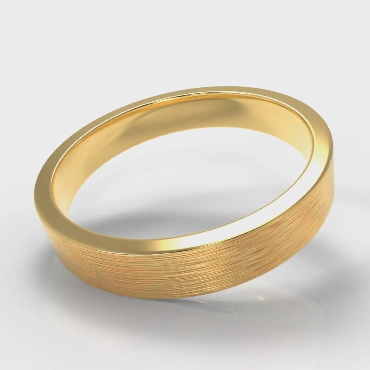 4mm Flat Top Comfort Fit Brushed Wedding Ring - Yellow Gold