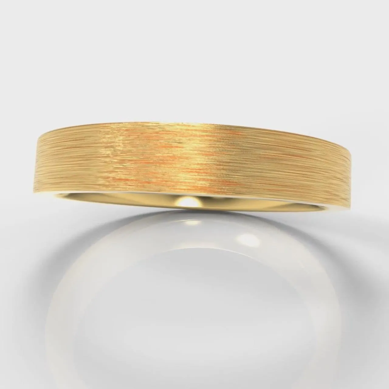 4mm Flat Top Comfort Fit Brushed Wedding Ring - Yellow Gold