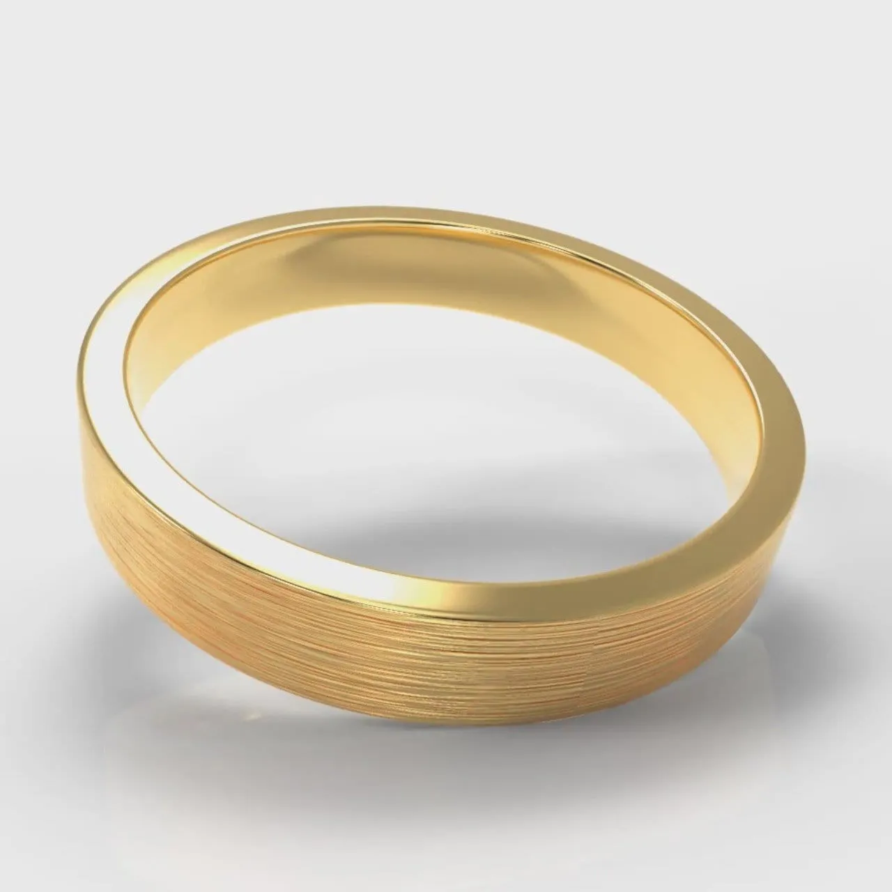 4mm Flat Top Comfort Fit Brushed Wedding Ring - Yellow Gold