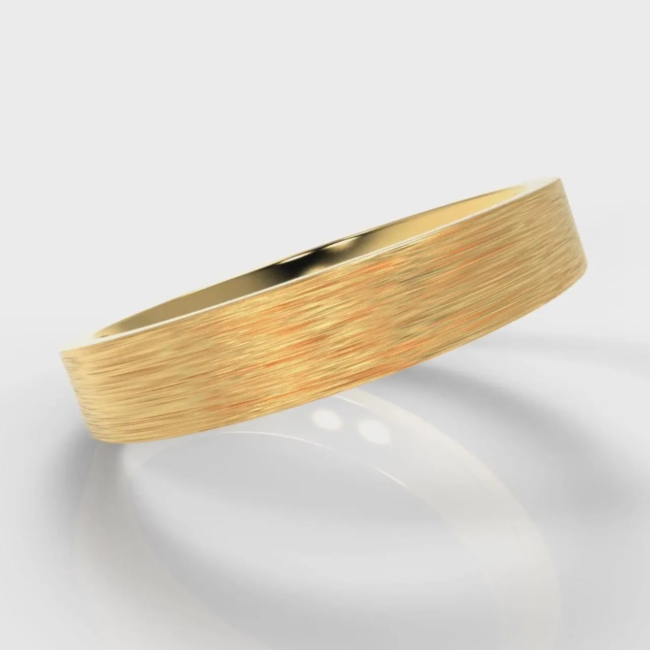 4mm Flat Top Comfort Fit Brushed Wedding Ring - Yellow Gold