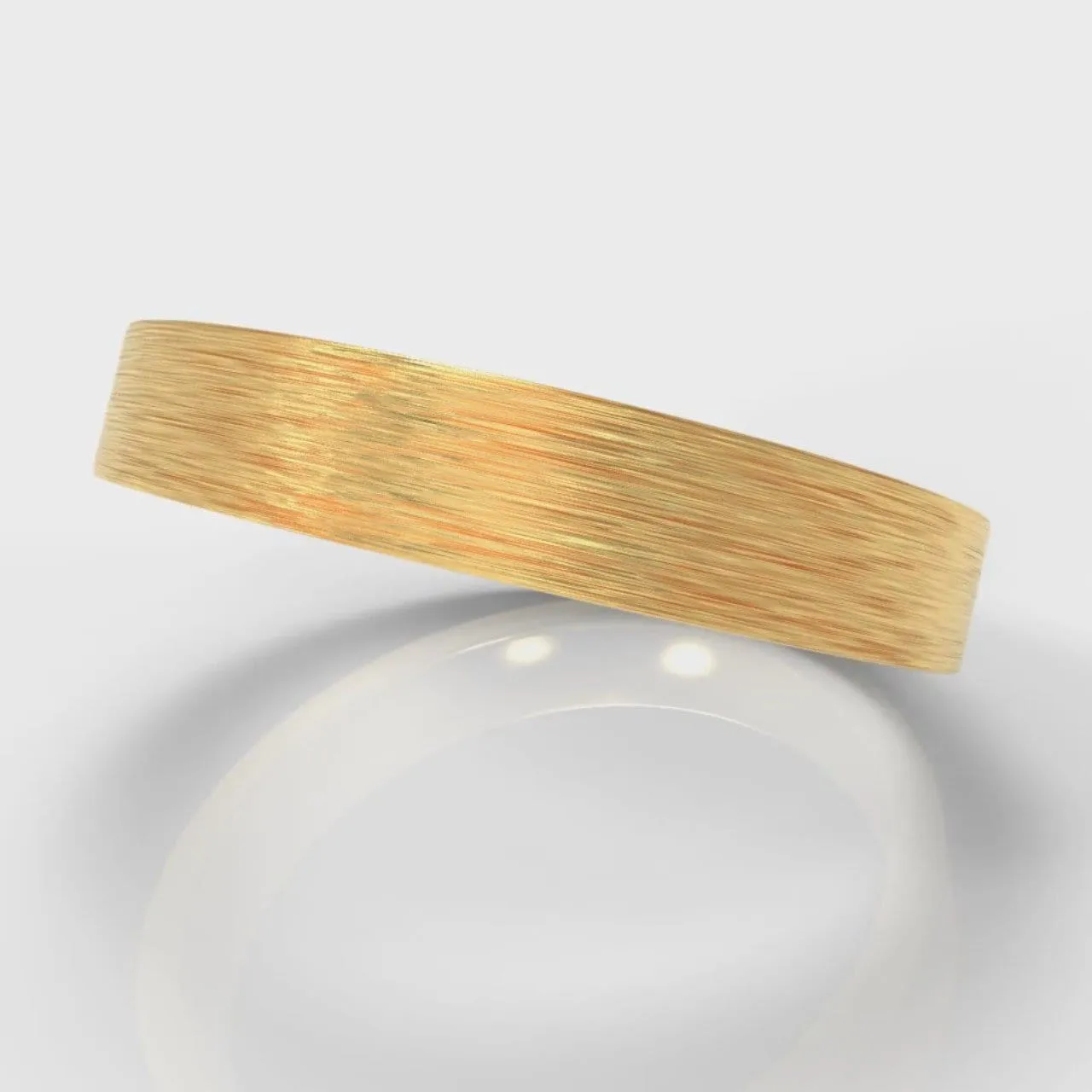 4mm Flat Top Comfort Fit Brushed Wedding Ring - Yellow Gold