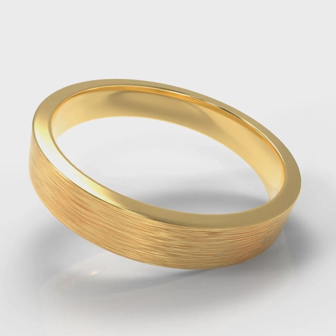 4mm Flat Top Comfort Fit Brushed Wedding Ring - Yellow Gold