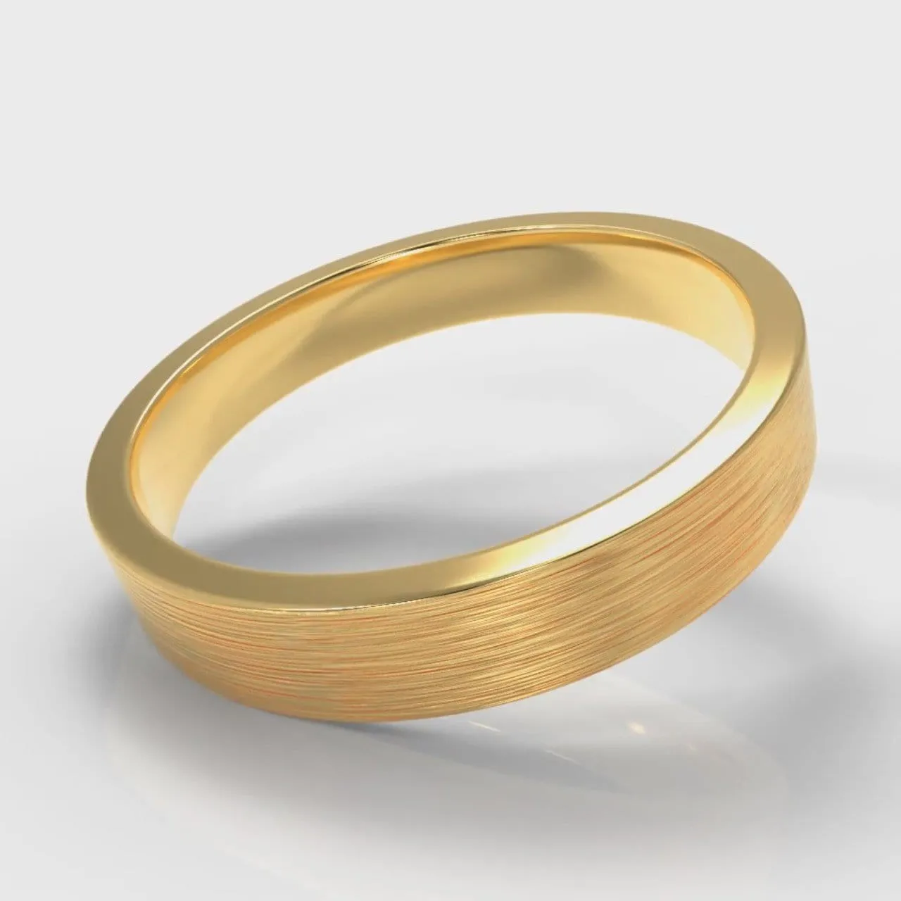 4mm Flat Top Comfort Fit Brushed Wedding Ring - Yellow Gold