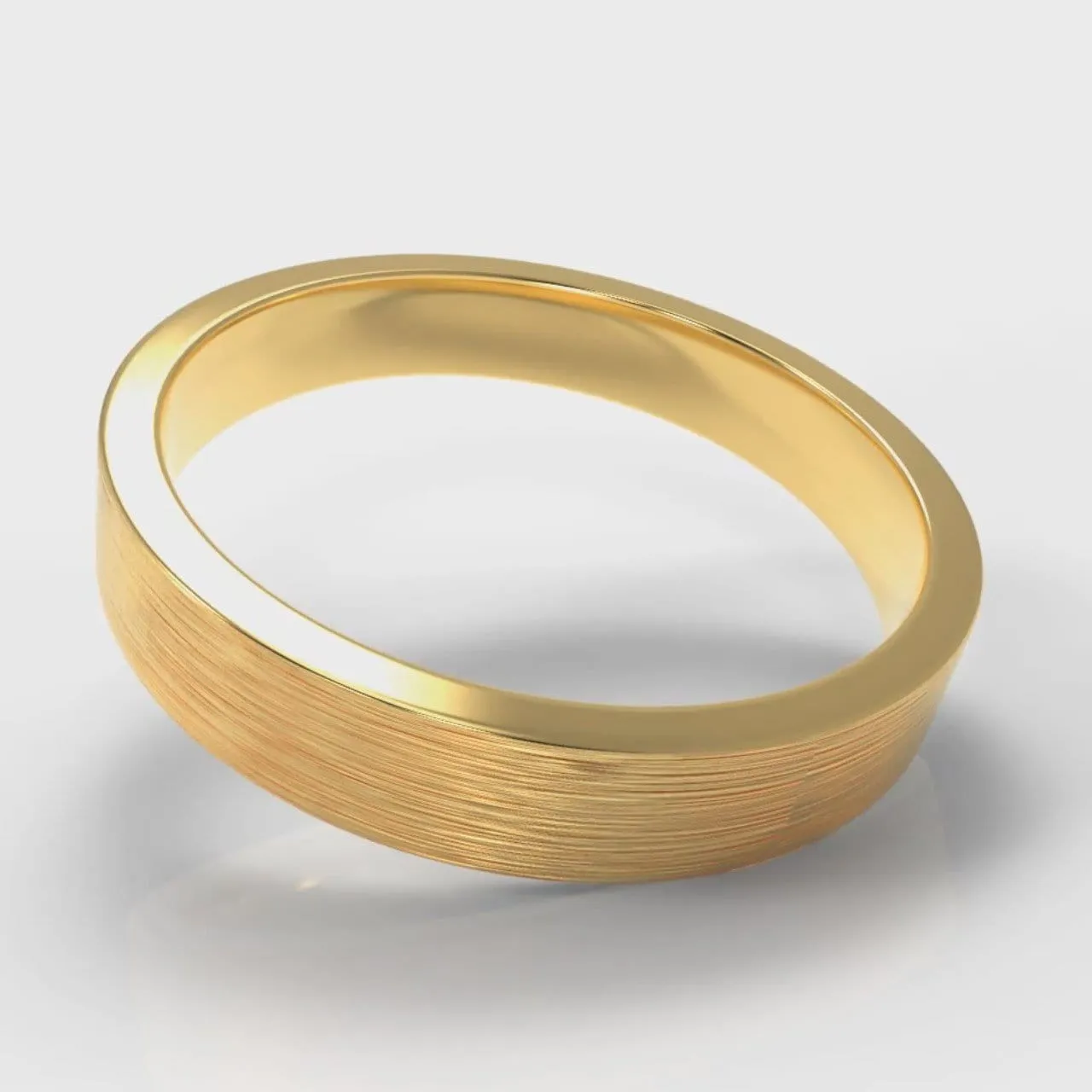 4mm Flat Top Comfort Fit Brushed Wedding Ring - Yellow Gold