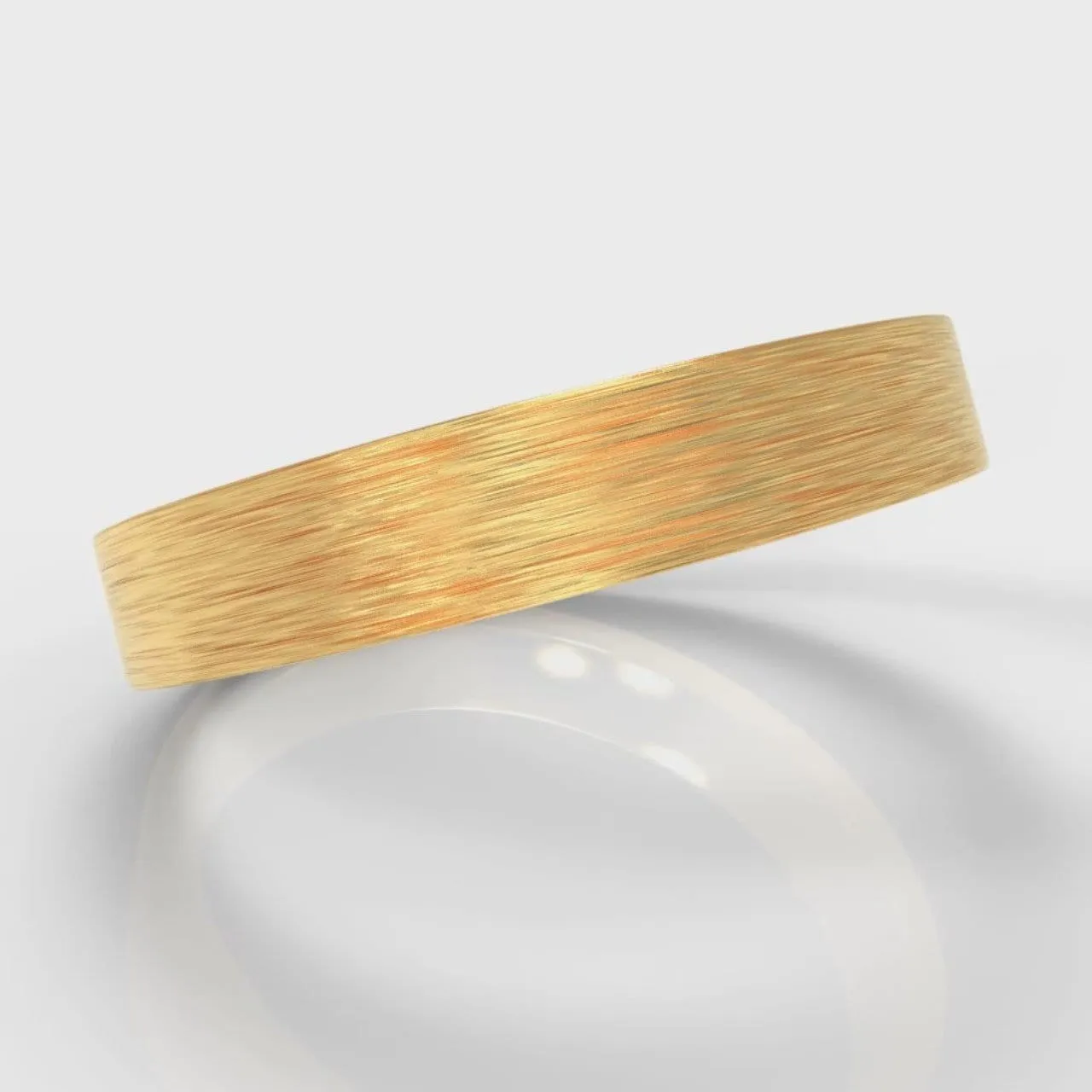 4mm Flat Top Comfort Fit Brushed Wedding Ring - Yellow Gold