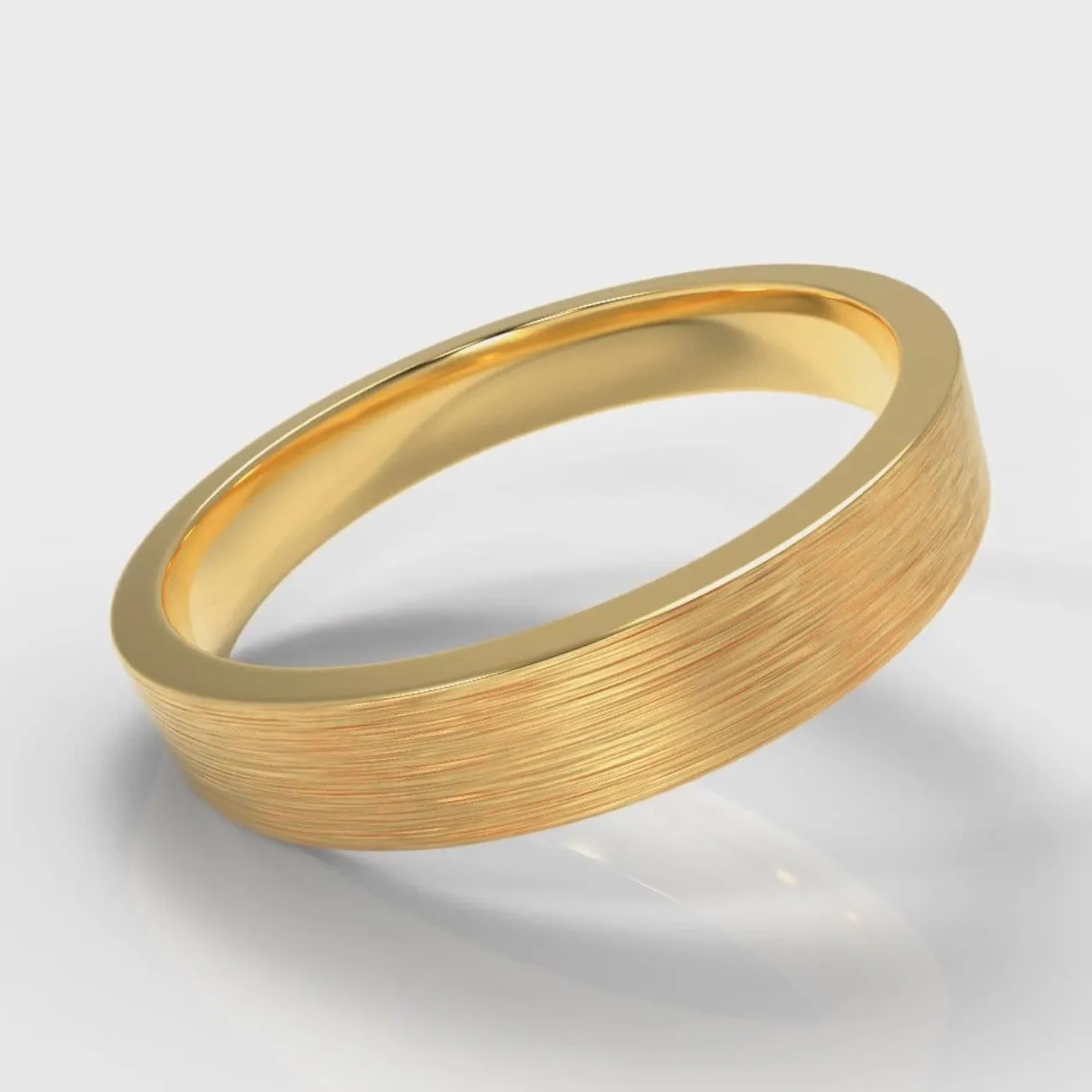 4mm Flat Top Comfort Fit Brushed Wedding Ring - Yellow Gold