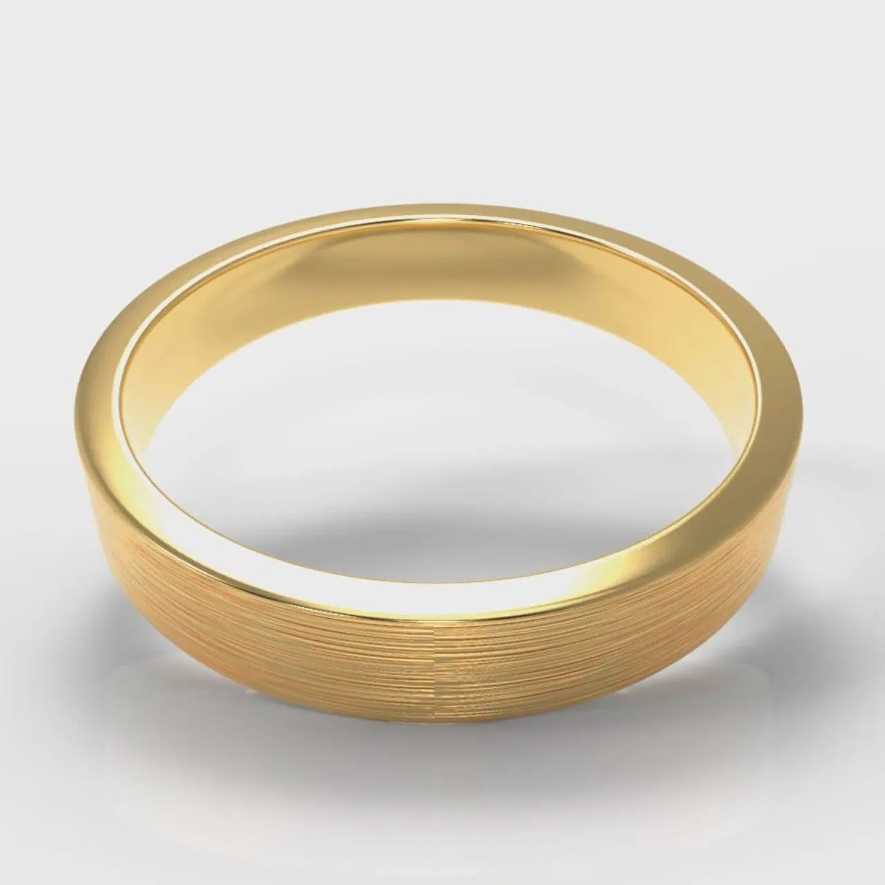 4mm Flat Top Comfort Fit Brushed Wedding Ring - Yellow Gold