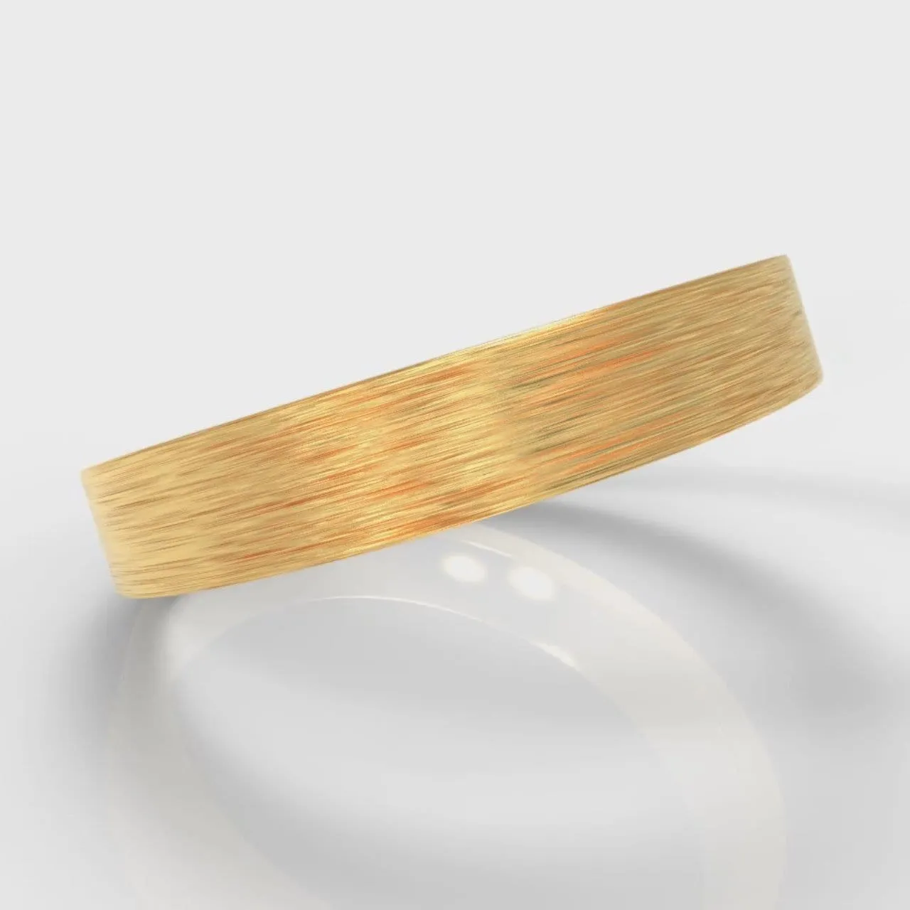 4mm Flat Top Comfort Fit Brushed Wedding Ring - Yellow Gold