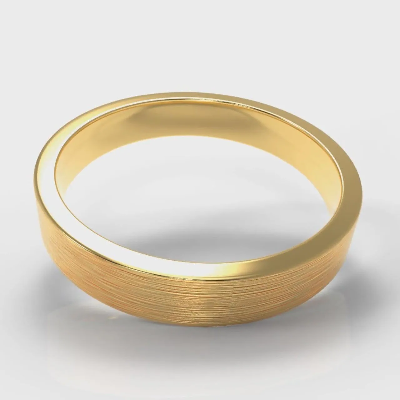 4mm Flat Top Comfort Fit Brushed Wedding Ring - Yellow Gold