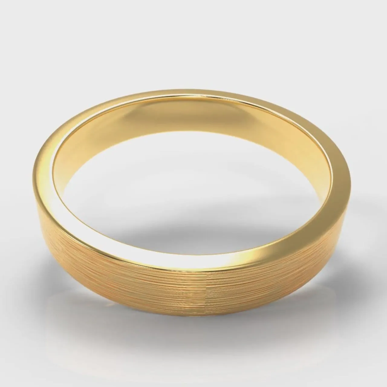 4mm Flat Top Comfort Fit Brushed Wedding Ring - Yellow Gold