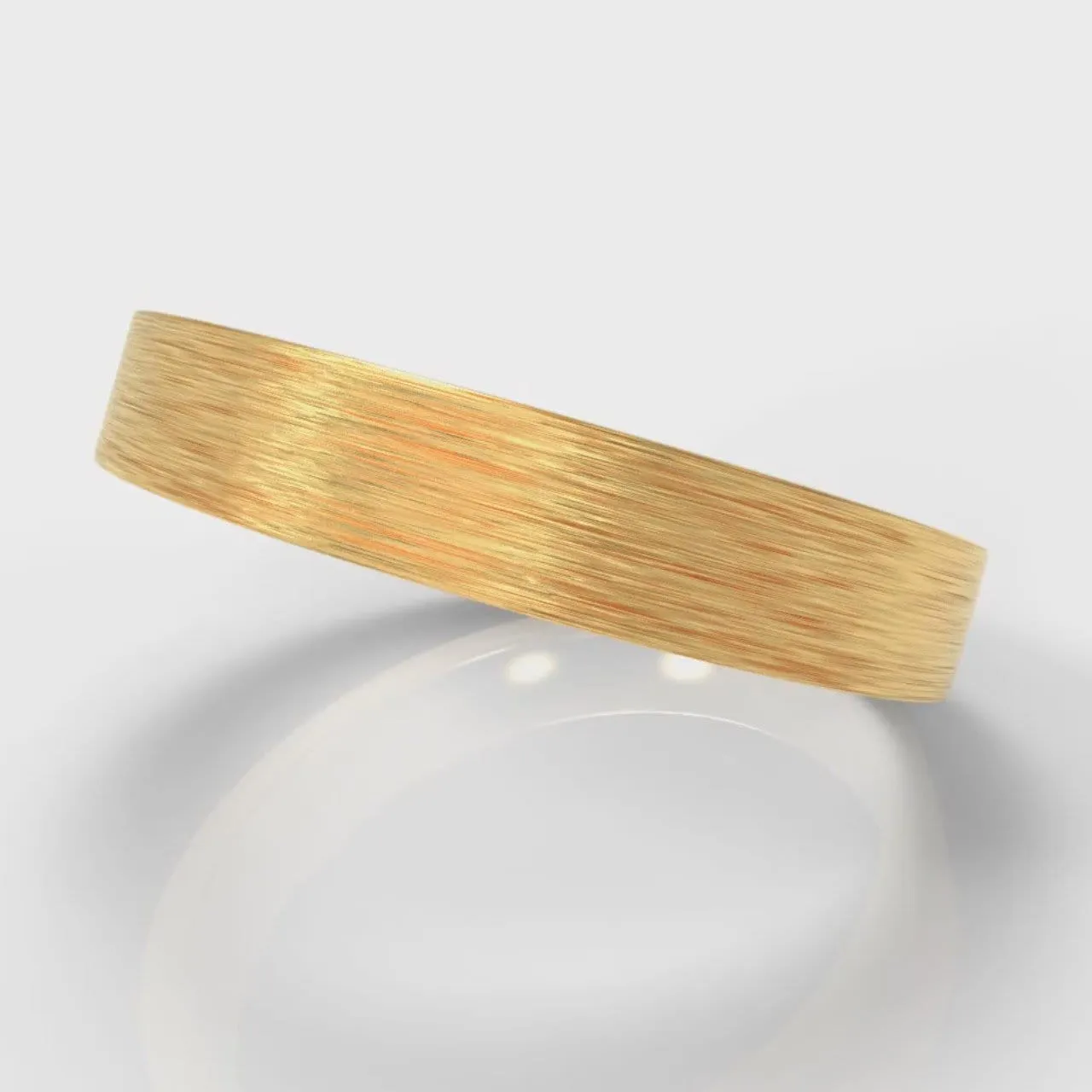 4mm Flat Top Comfort Fit Brushed Wedding Ring - Yellow Gold