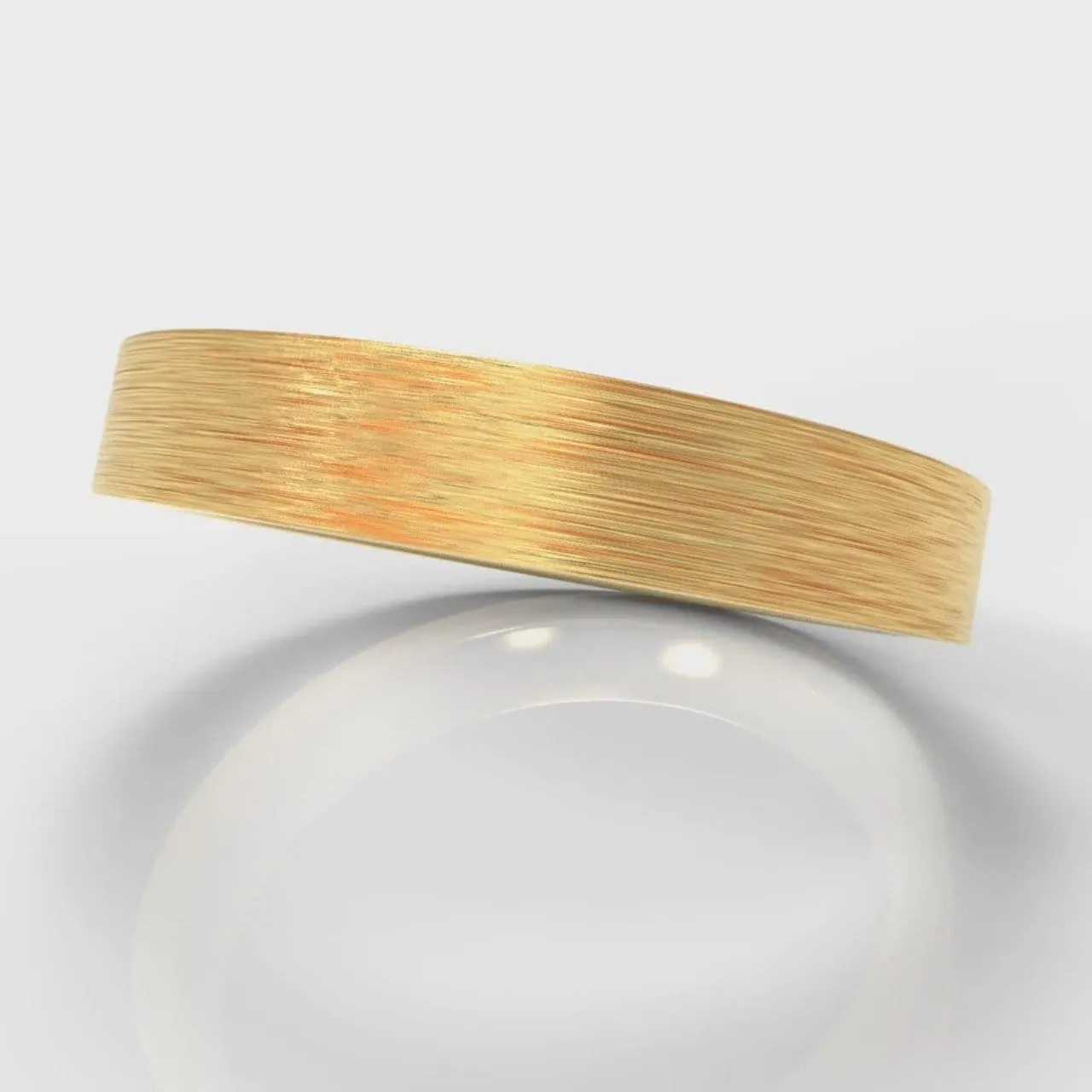 4mm Flat Top Comfort Fit Brushed Wedding Ring - Yellow Gold