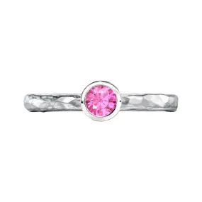 4mm Pink Sapphire Hammered Twinkle Ring