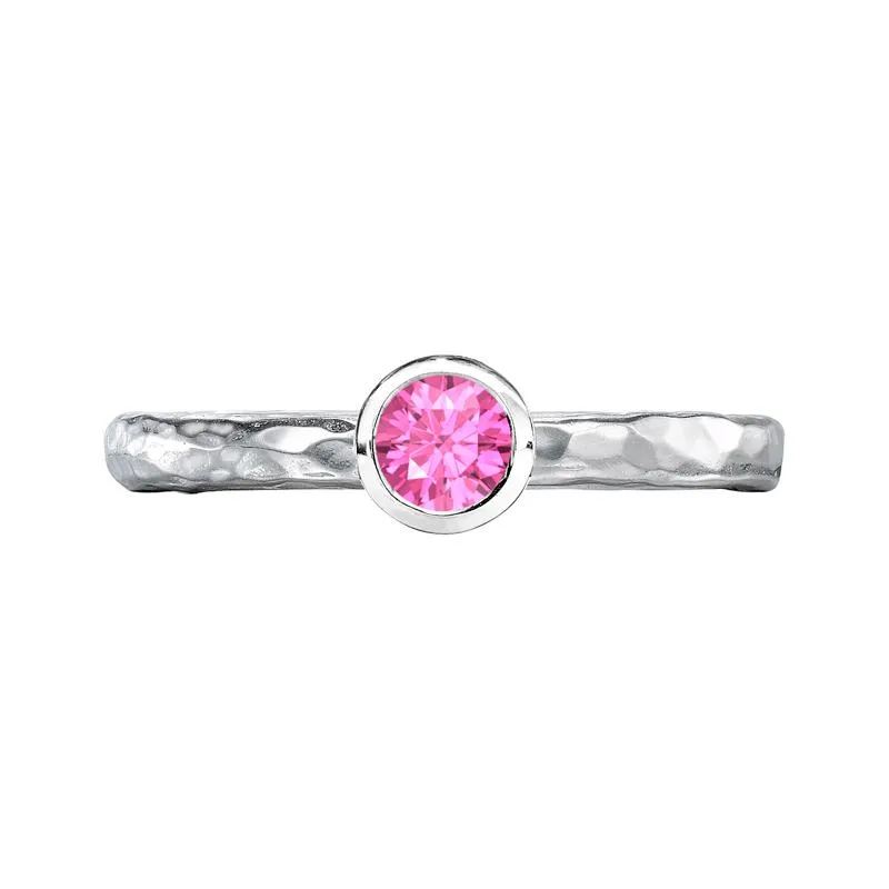 4mm Pink Sapphire Hammered Twinkle Ring