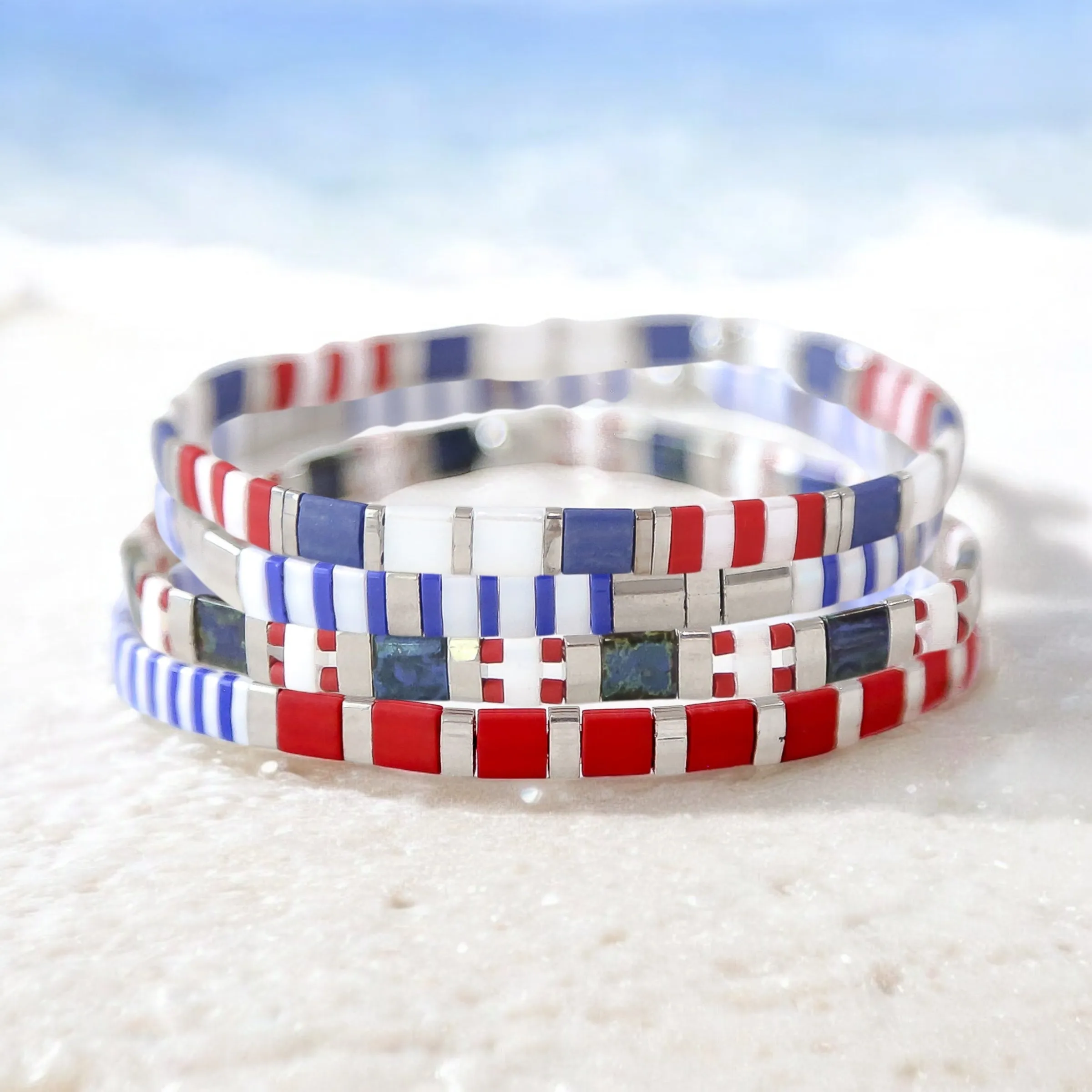 AMERICANA - Tila Bead Bracelet Stack