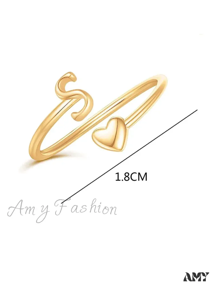 Amy Fashion - 1pc Minimalist Style Heart Shaped Glittery Ring