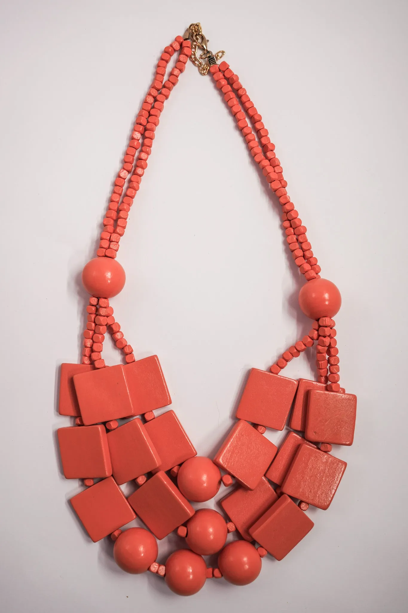 Apricot Wooden Beaded Necklace