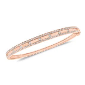 Bezel-Set & Pave Diamond Slim Bangle Bracelet