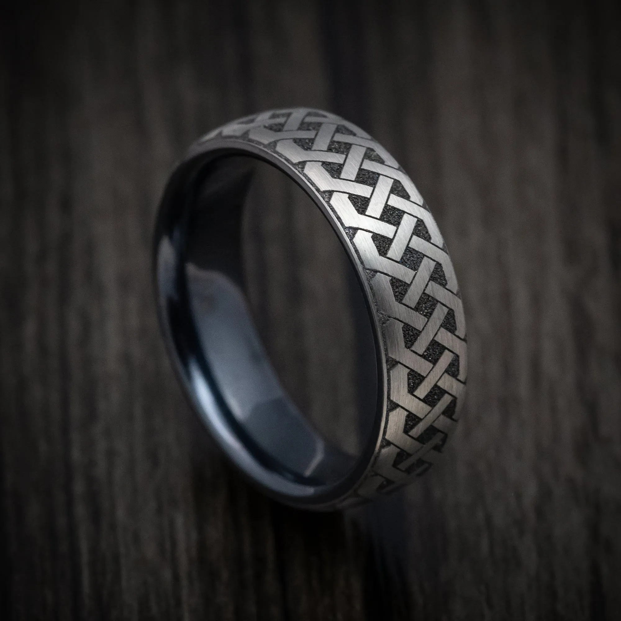 Black Titanium Celtic Love Knot Mens Ring