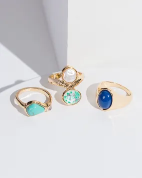 Blue Mixed Resin Ring Set