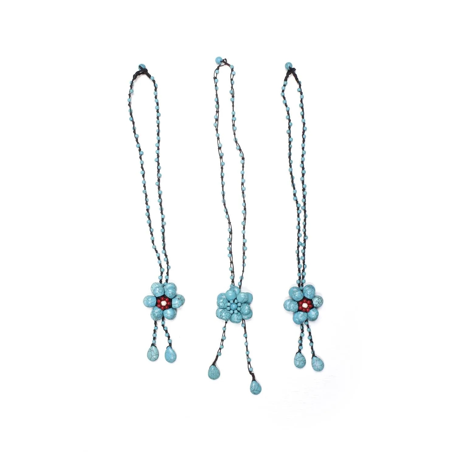 BUNDLE: Bohemian Flower Style Necklaces 6 & 3 Pieces - Thailand