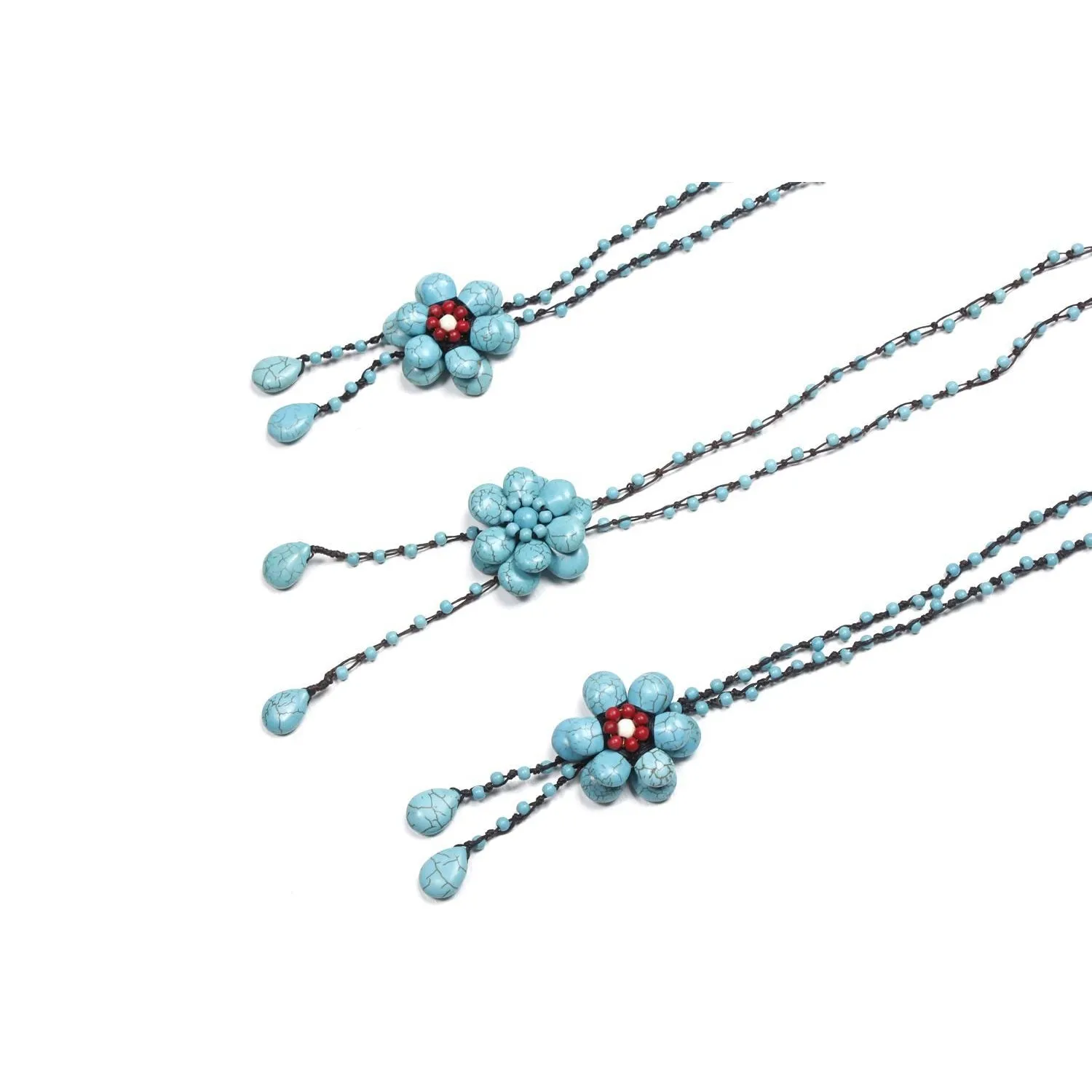 BUNDLE: Bohemian Flower Style Necklaces 6 & 3 Pieces - Thailand