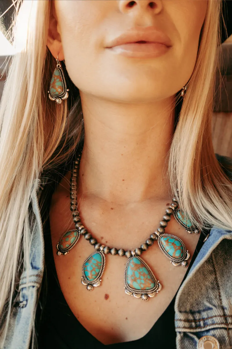 Cowgirl Trail Fashion Turquoise Necklace & Earring Set