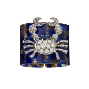 Crab Blue tortoiseshell Resin Napkins Rings, Set of Four