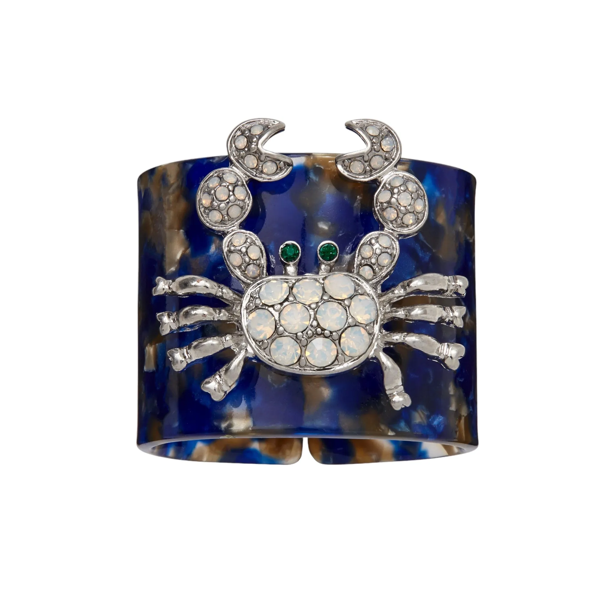 Crab Blue tortoiseshell Resin Napkins Rings, Set of Four