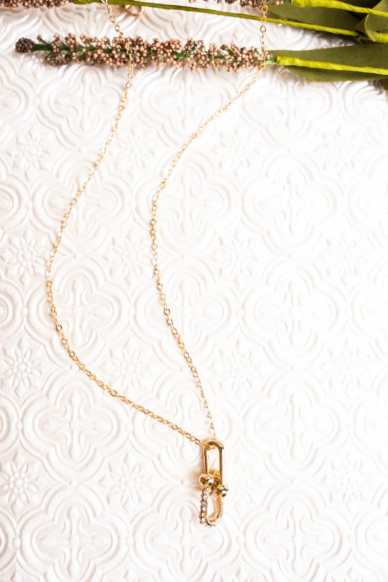 Crystal Avenue Holding Hands Crystal Goldtone Necklace