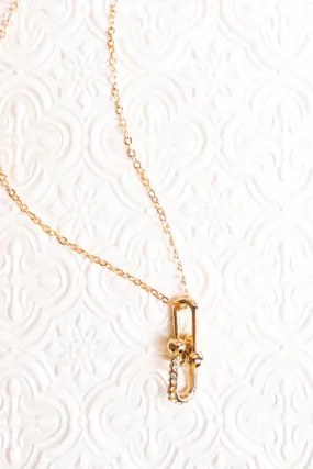 Crystal Avenue Holding Hands Crystal Goldtone Necklace