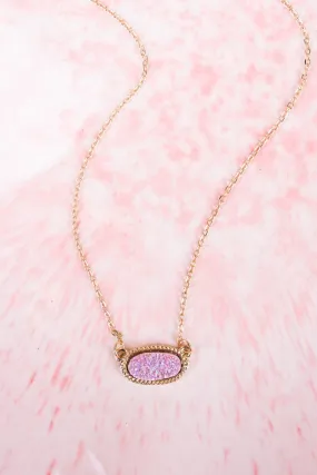 Crystal Avenue Roslyn Light Rose Iridescent Druzy Goldtone Necklace