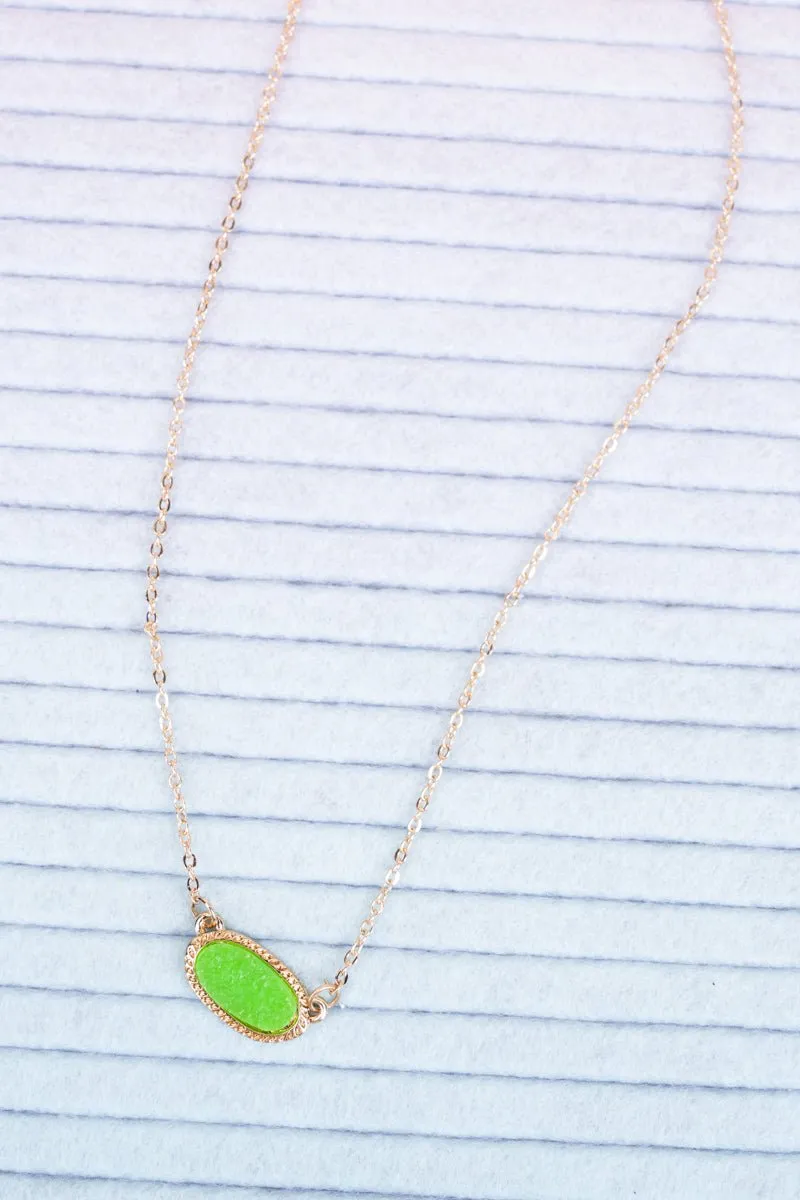 Crystal Avenue Roslyn Peridot Druzy Goldtone Necklace