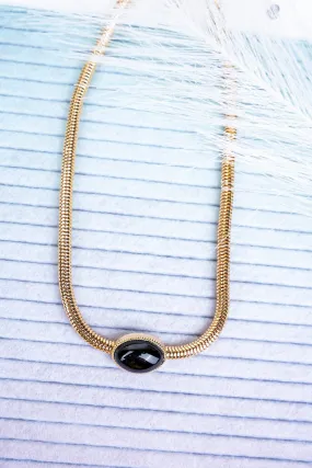 Crystal Avenue Showstopper Black Pearl Goldtone Omega Chain Necklace