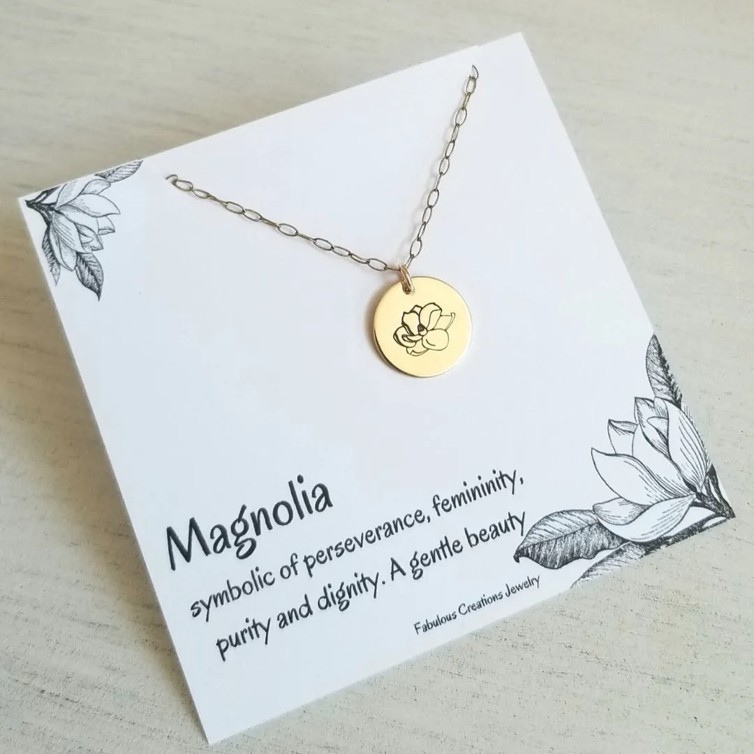 Dainty Magnolia Necklace, Sterling Silver or Gold