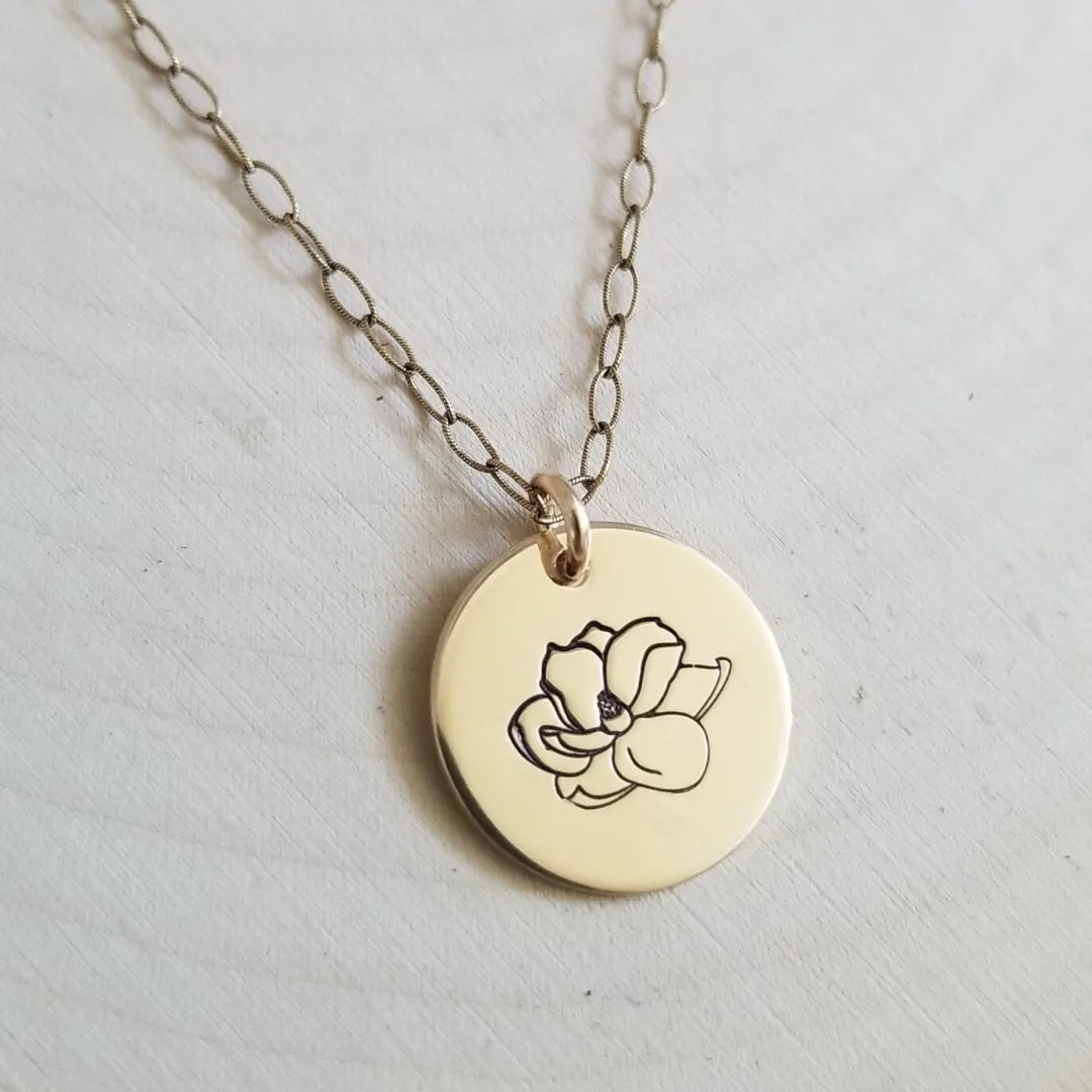 Dainty Magnolia Necklace, Sterling Silver or Gold