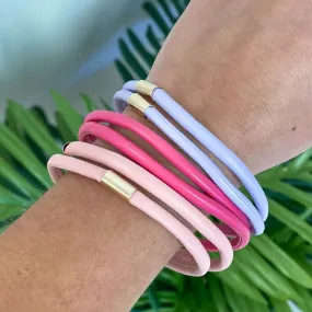 Faux-Leather Band Bracelet Set - Pink